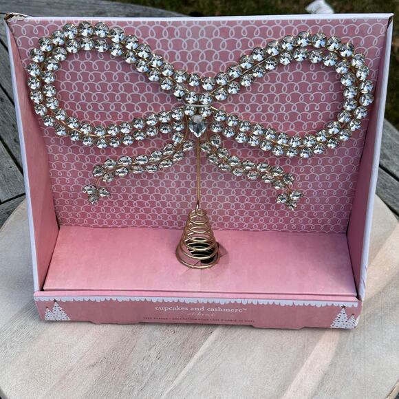 NEW Cupcakes and Cashmere Crystal Bow Tree Topper Gold Glam Holiday Decor NWT - Picture 11 of 11